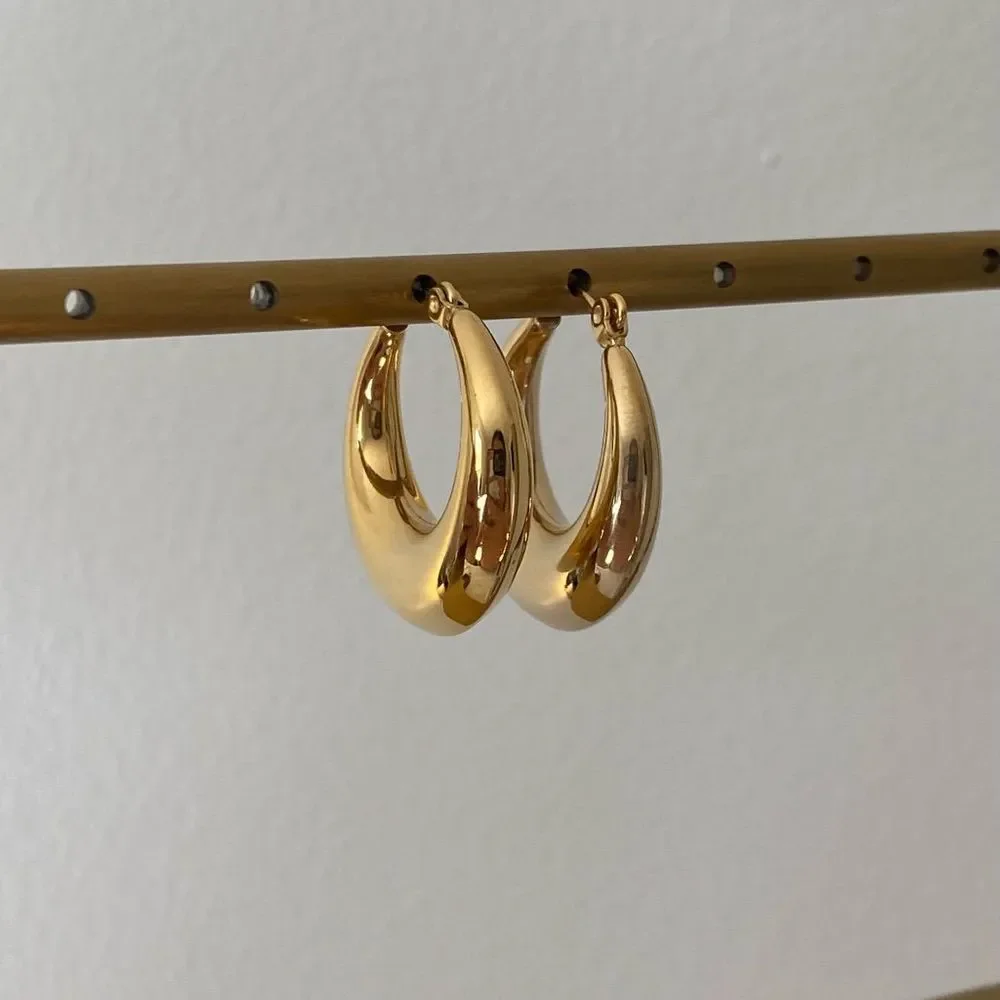 18K Gold Plated Chunky Hoop Earrings